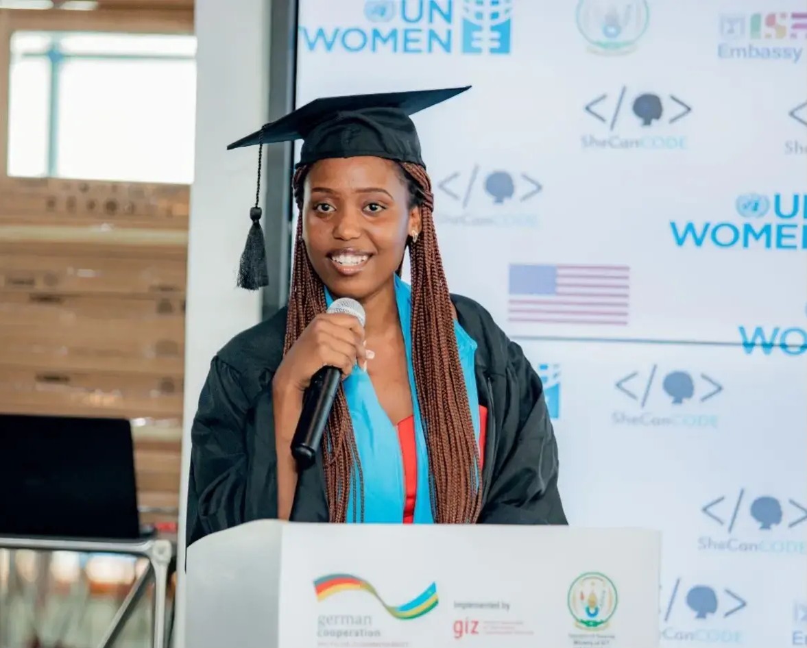 UN Women Rwanda stirs hope among young women through the SheCanCODE software and web development training program.